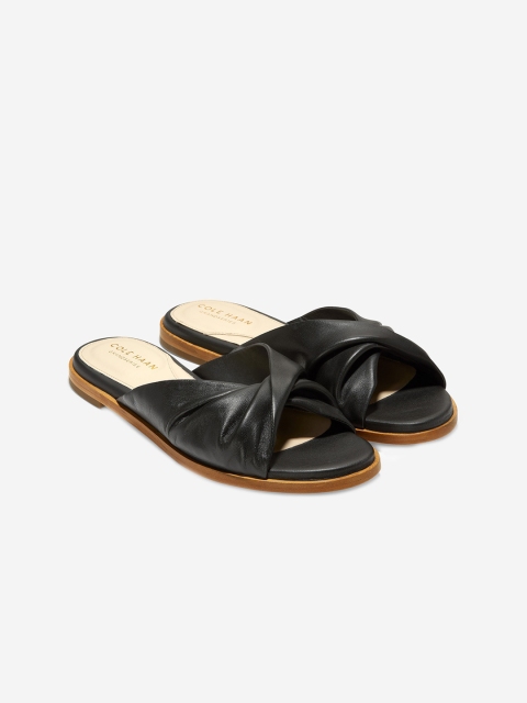 

Cole Haan Women Black Solid Leather Open Toe Flats