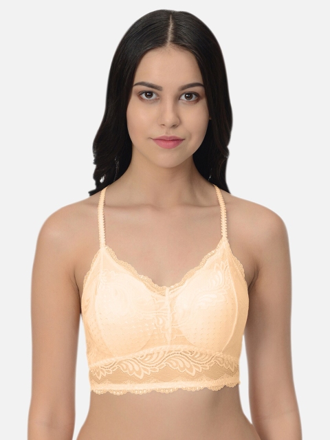 

mod & shy Peach-Colour Lace Non-Wired Lightly Padded Bralette MS230