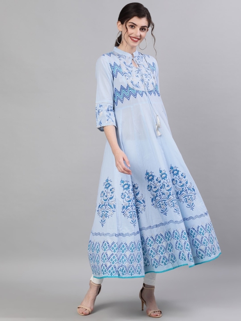 

Ishin Women Blue & Blue Embroidered Anarkali Kurta