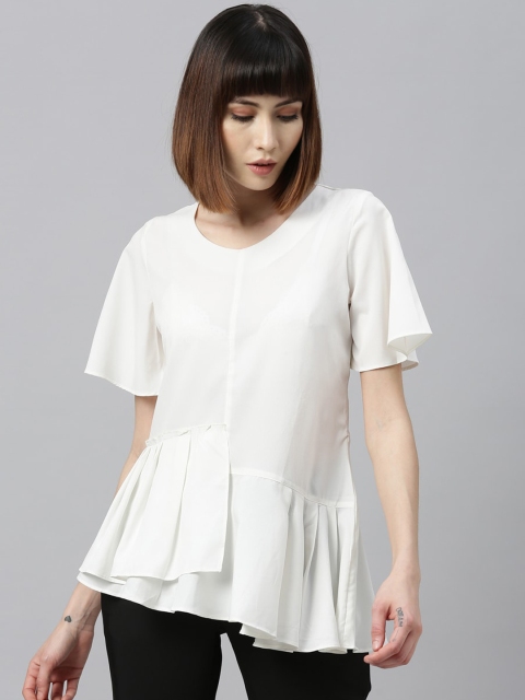 

Park Avenue Women White Solid Peplum Top
