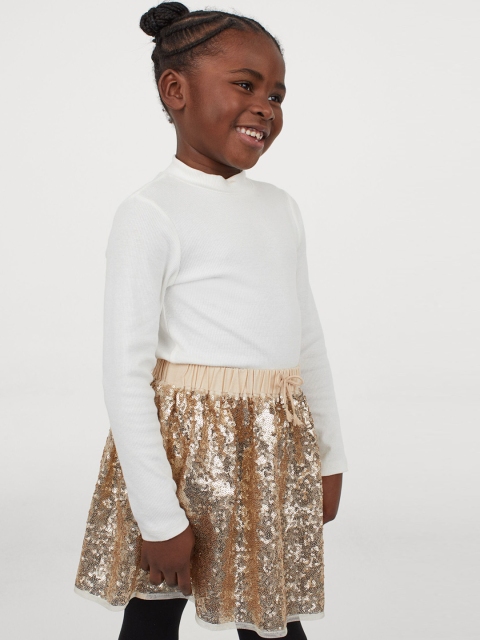 

H&M Girls Gold-Toned Sequinned Skirt