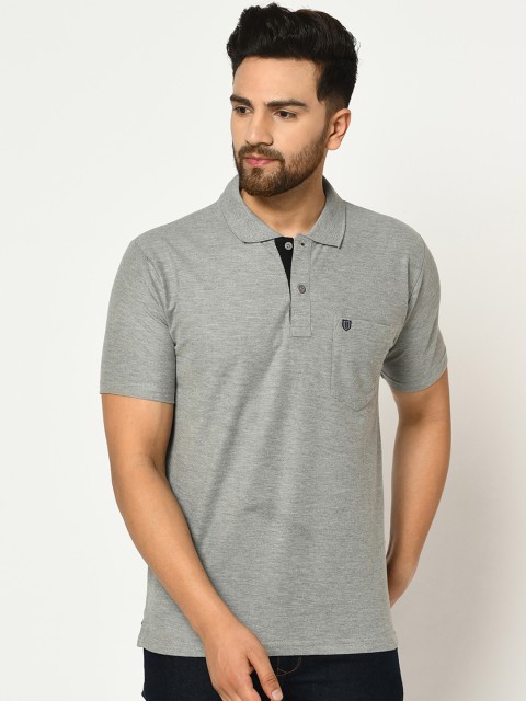 

Duke Men Grey Solid Polo Collar T-shirt