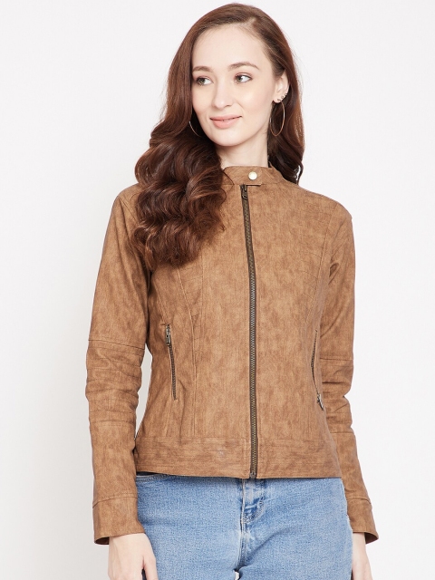 

JUMP USA Women Brown Solid Water Resistant Biker Jacket