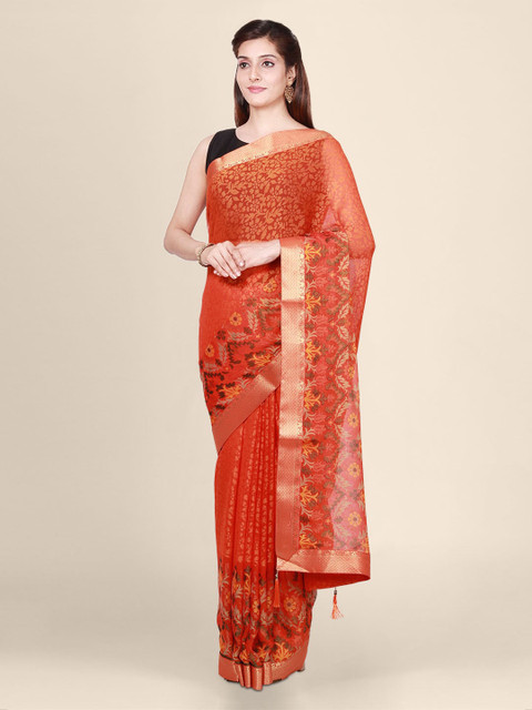 

CLAI WORLD Orange Printed Saree