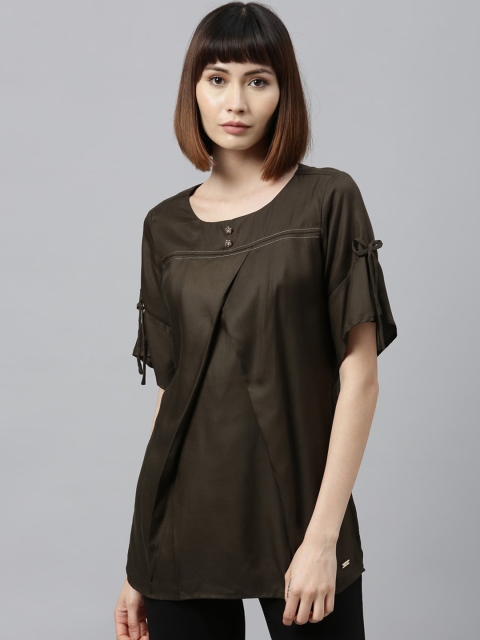 

Park Avenue Woman Green Solid A-Line Top