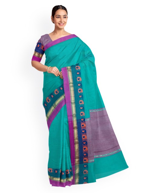 

KLM Fashion Mall Blue & Pink Silk Blend Saree