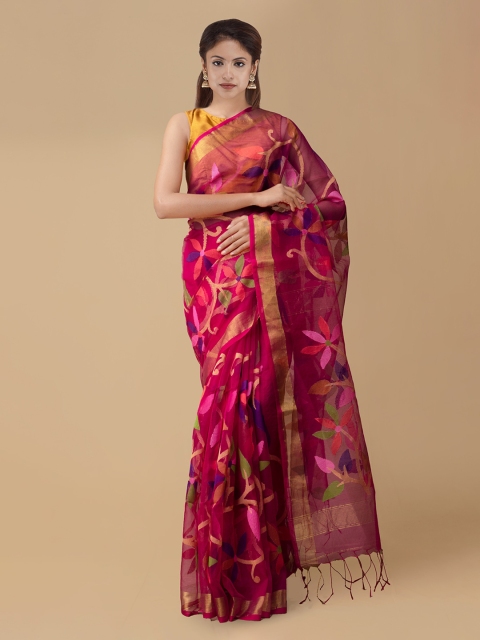 

Unnati Silks Pink Silk Cotton Woven Design Maheshwari Handloom Saree