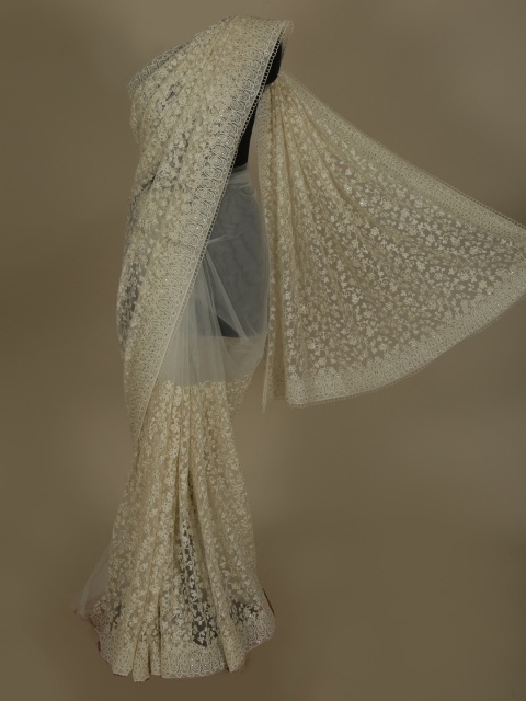 

Pothys White Embellished Net Saree