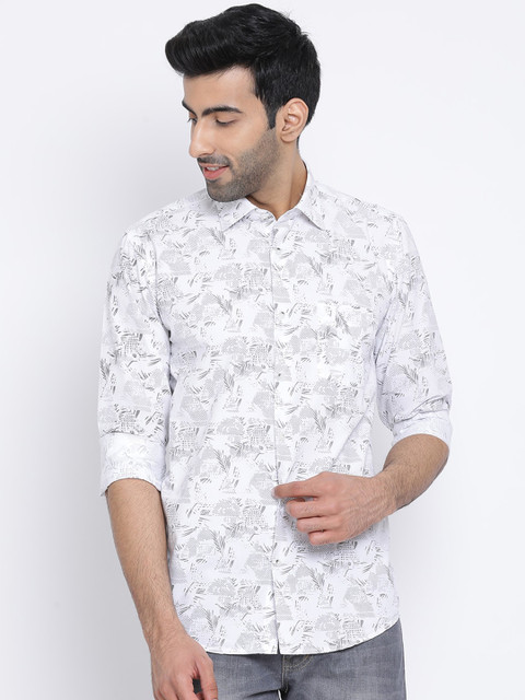 

Richlook Men White & Grey Slim Fit Printed Casual Shirt