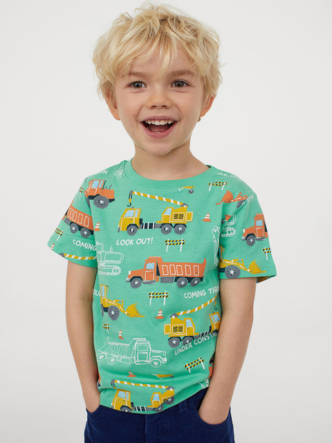 

H&M Boys Green Printed T-shirt
