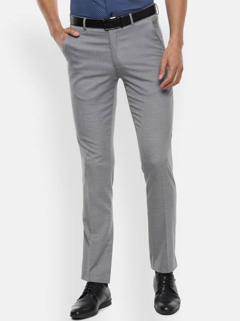 

Louis Philippe Men Grey Slim Fit Solid Formal Trousers