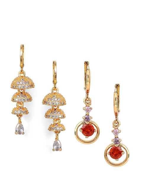 

Rubans Set Of 2 Gold-Plated Handcrafted Contemporary Drop Earrings