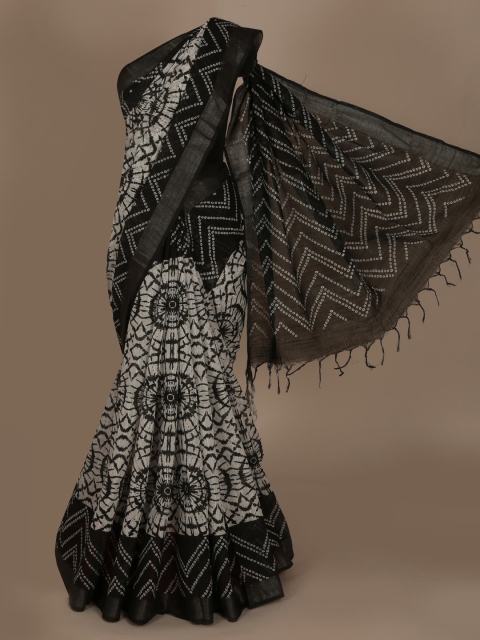 

Pothys White & Black Printed Saree