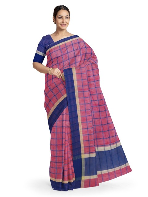 

KLM Fashion Mall Pink Checked Saree