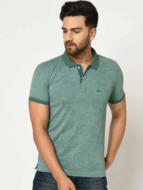 

Duke Men Green Solid Polo Collar T-shirt