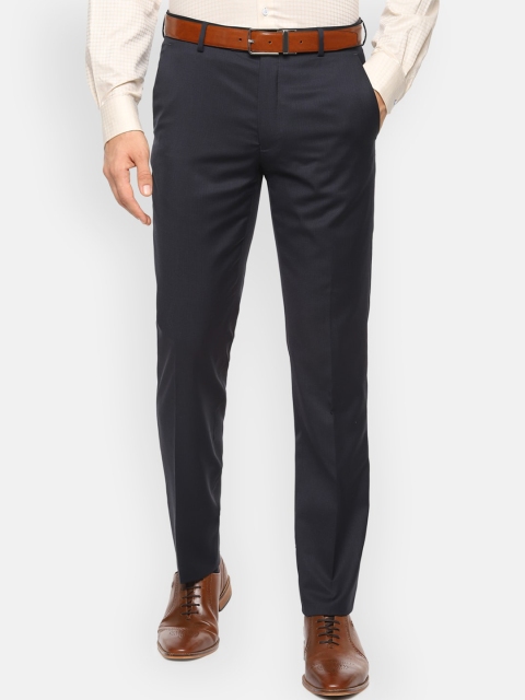 

Van Heusen Men Navy Blue Slim Fit Solid Formal Trousers
