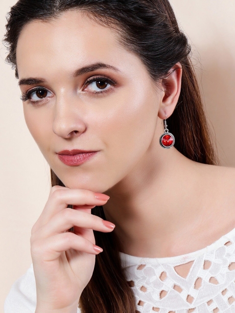 

Rubans Silver-Toned & Gold-Toned Contemporary Drop Earrings