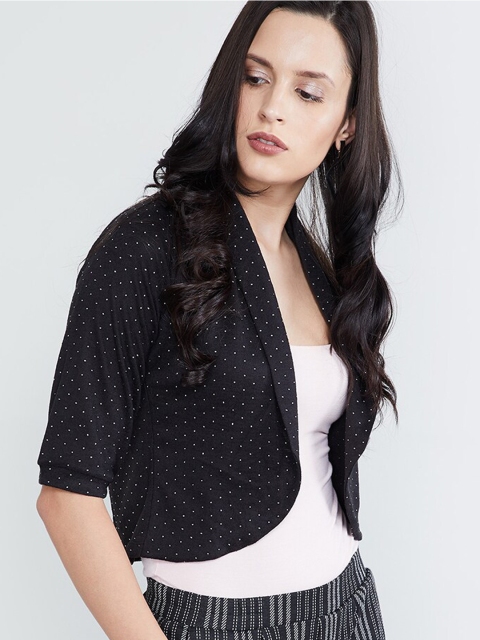 

max Women Black Solid Open-Front Shrug