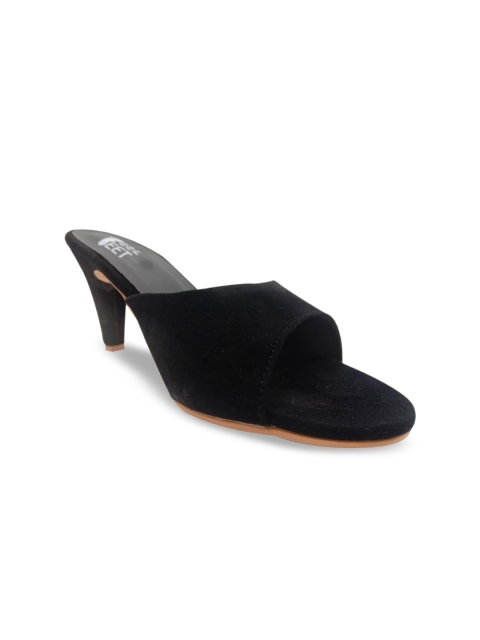 

FEEL FEET Women Black Solid Mules