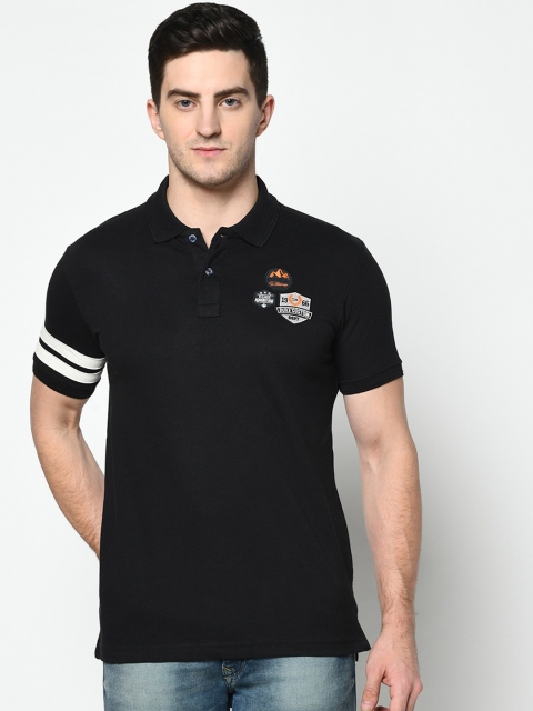 

Duke Men Black Solid Polo Collar T-shirt