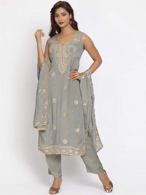 

Koskii Women Grey Gotta Patti Embroidered Unstitched Dress Material