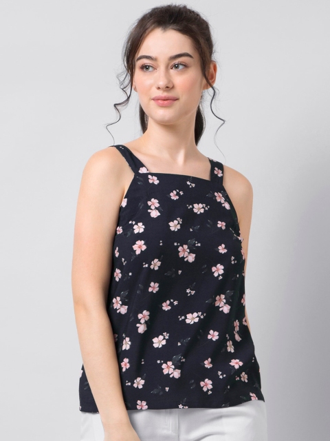FabAlley Women Blue Printed Cotton Top