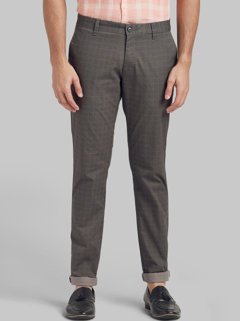 

Parx Men Grey Skinny Fit Checked Regular Trousers