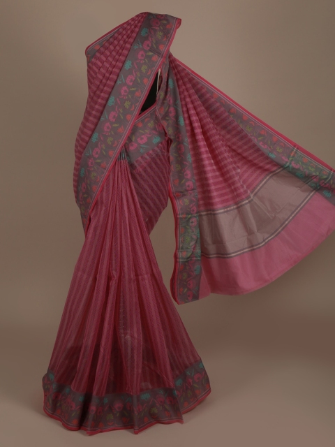 

Pothys Pink Striped Supernet Saree