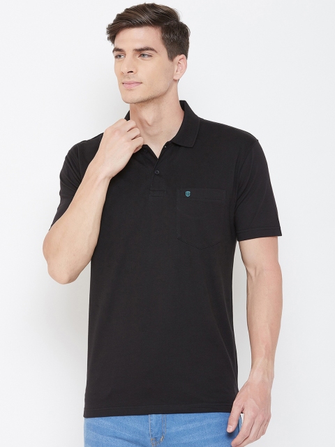 

Duke Men Black Solid Polo Collar T-shirt