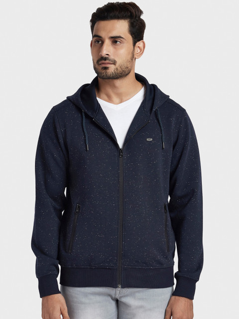 

ColorPlus Men Blue Solid Hooded Sweatshirt