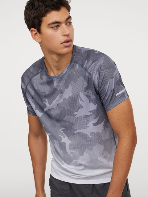 

H&M Men Grey Printed Running Top Regular Fit