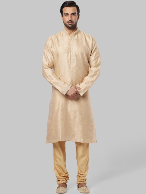 

Ethnix by Raymond Men Beige Woven Design Straight Kurta