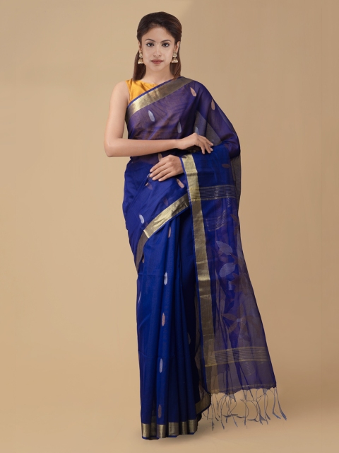 

Unnati Silks Blue Woven Design Maheshwari Saree
