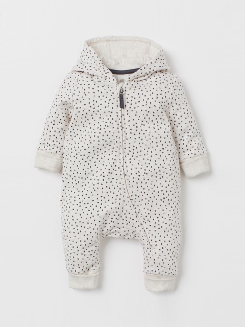 

H&M Kids White & Black Printed Cotton-Blend Sustainable All-In-One Suit