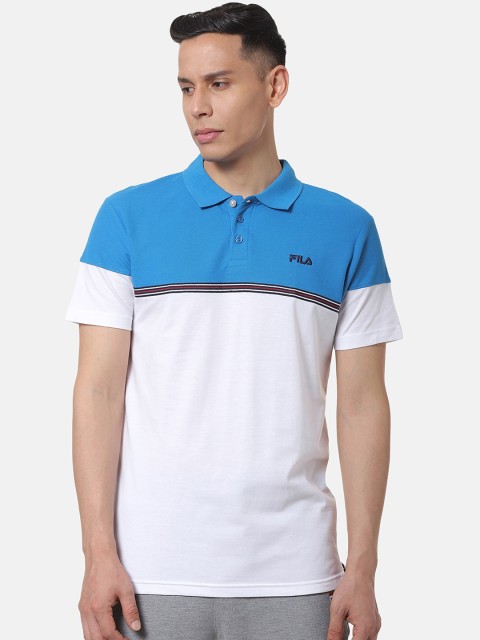 

FILA Men Blue Colourblocked Polo Collar T-shirt
