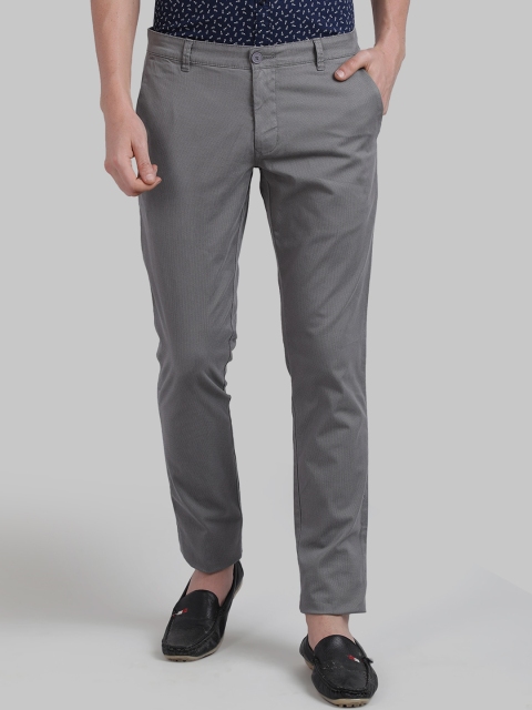 

Parx Men Grey Skinny Fit Printed Regular Trousers