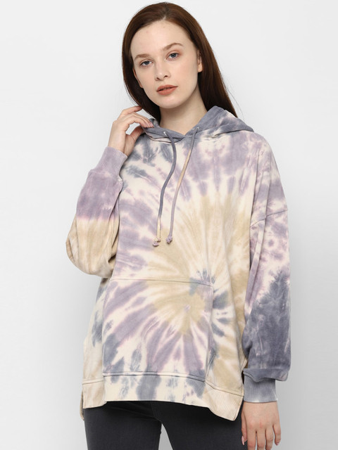

AMERICAN EAGLE OUTFITTERS Women Purple Printed Hooded Sweatshirt