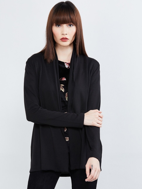 

max Women Black Solid Open Front Regular Shrug