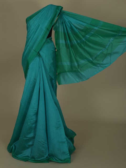 

Pothys Blue Solid Cotton Blend Saree
