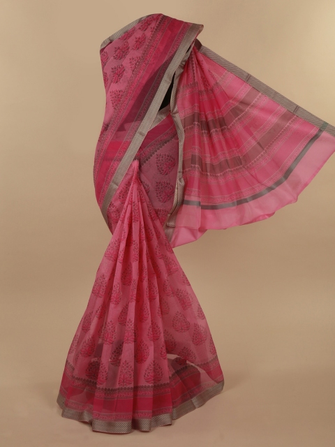 

Pothys Pink Woven Design Supernet Saree