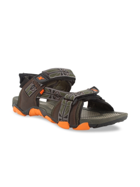 

Sparx Men Grey & Orange Leather Sports Sandal