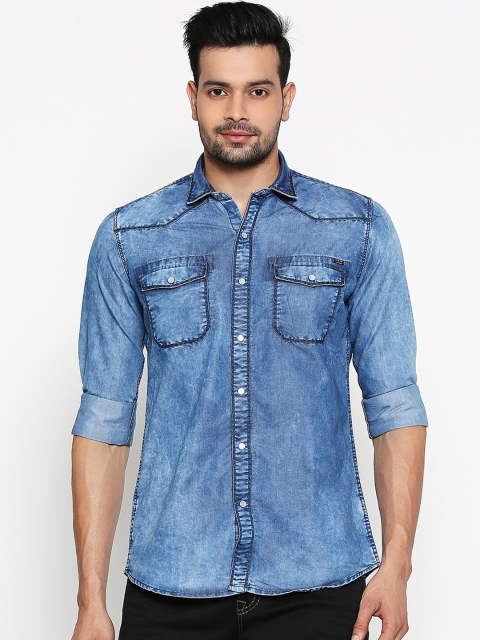 

Lawman pg3 Men Blue Regular Fit Faded Casual Shirt