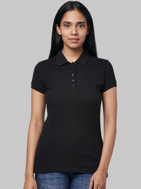 

Park Avenue Woman Women Black Solid Polo Collar T-shirt