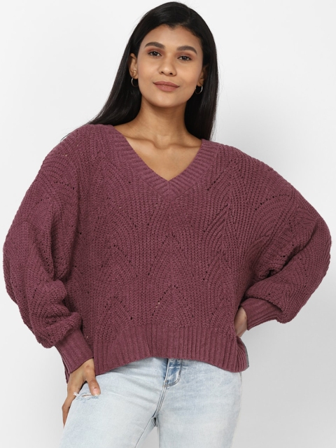 

AMERICAN EAGLE OUTFITTERS Women Pink Self Design Pullover