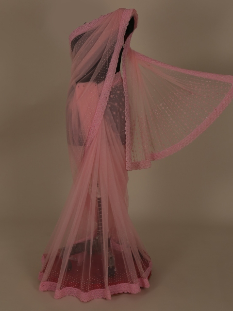 

Pothys Pink Embellished Jute Silk Saree