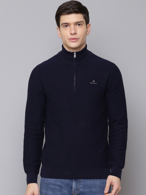 

GANT Men Blue Self Design Pullover