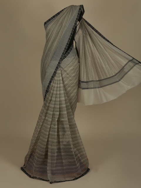 

Pothys Cream-Coloured Printed Supernet Saree