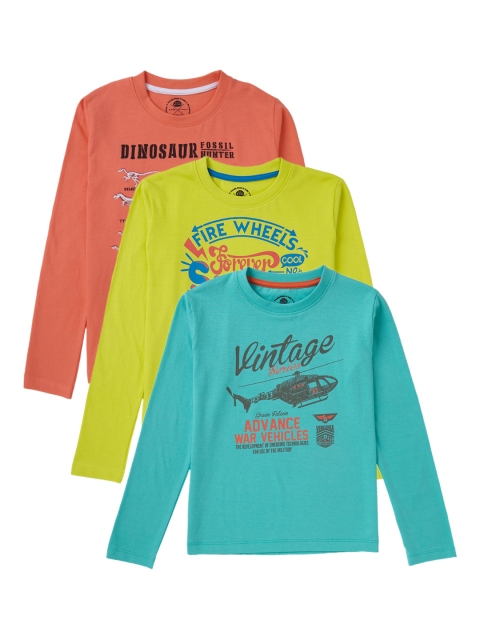 

Cub McPaws Boys Pack of 3 Printed Round Neck T-shirts, Orange