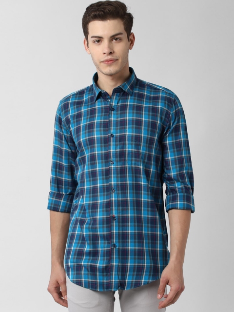 

Peter England Elite Men Blue Regular Fit Checked Casual Shirt