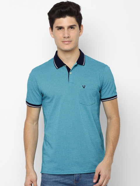

Allen Solly Men Blue Self Design Polo Collar T-shirt